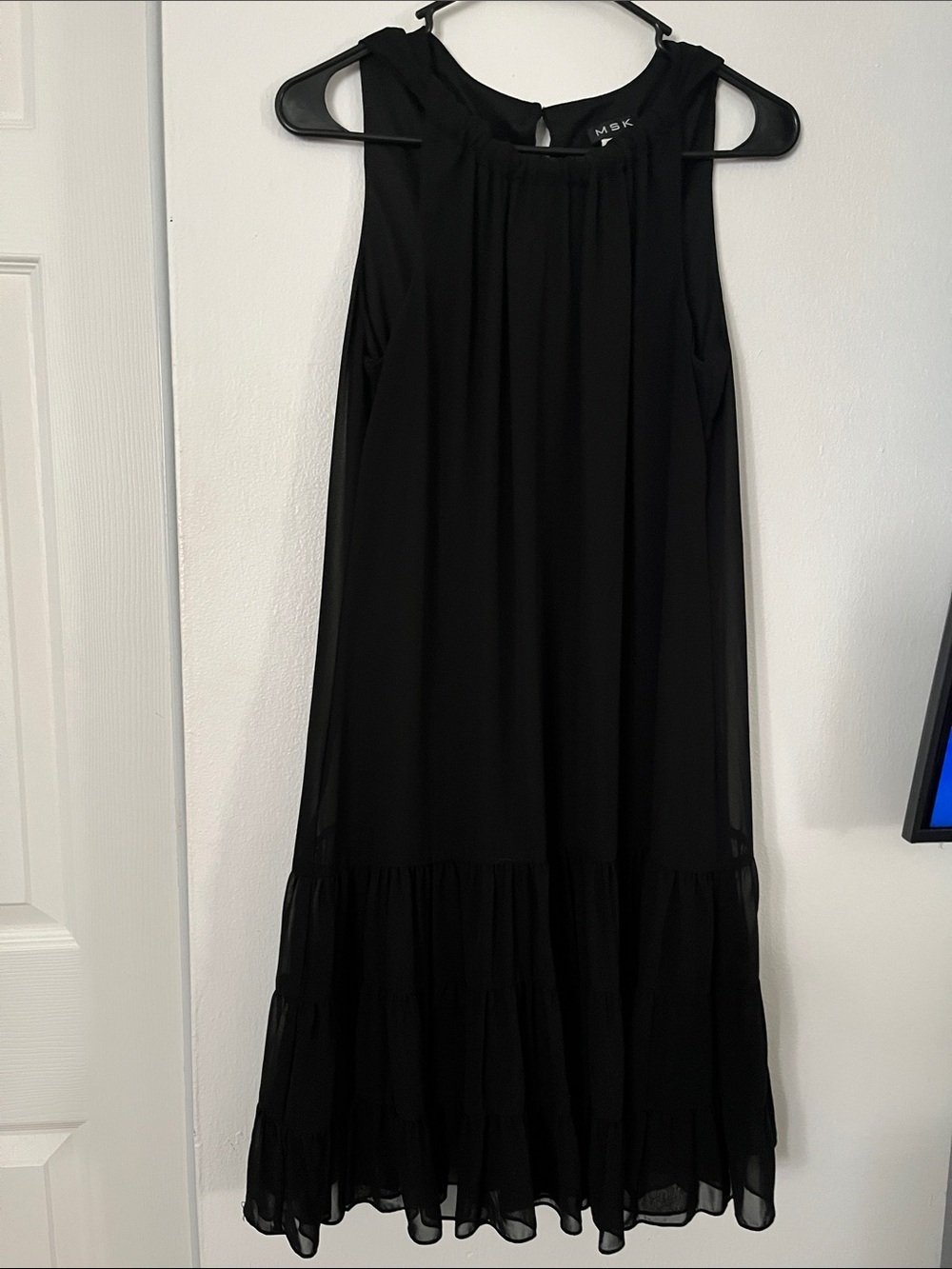 MSK Black Ruffle Hem Mini Dress